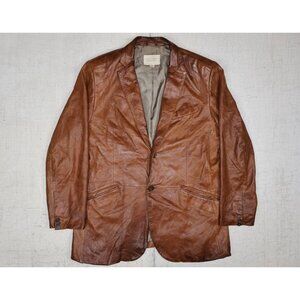 Vintage Y2K Classic Banana Republic Blazer Mens 44R Brown Leather Jacket Coat